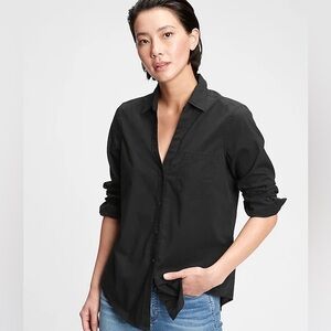 NWT ☀️ Black Gap Women’s Black Perfect Shirt, 100% cotton, button down, Small